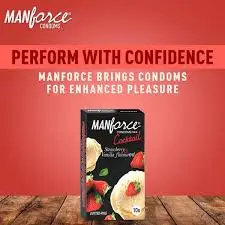 Manforce Cocktail Strawberry & Vanilla Dotted-Ring Condoms - 3s