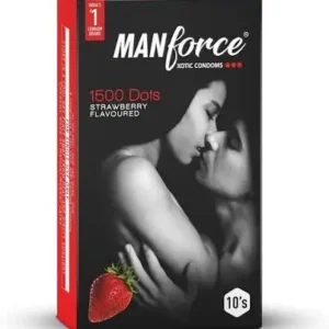 Manforce 1500 Dots Xotic Strawberry Condoms - 10s